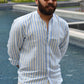 Sea Breeze - Light Blue Striped Linen Shirt