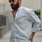 Sea Breeze - Light Blue Striped Linen Shirt