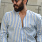 Sea Breeze - Light Blue Striped Linen Shirt