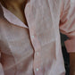 Coral Sunset - Peach Striped Linen Shirt | LININ