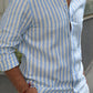 Sea Breeze - Light Blue Striped Linen Shirt