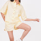 Sunshine Yellow Linen Co-Ord Set - Includes Pair of Shorts and Half Sleeves Drooping Shoulder Shirt