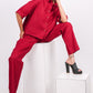 Cherry Red Linen Co-Ord Set, featuring a pair of pants and a half sleeves drooping shoulder shirt.