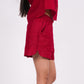 Cherry Red Linen Co-Ord Set - Includes Pair of Shorts and Half Sleeves Drooping Shoulder Shirt