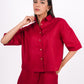 Cherry Red Linen Co-Ord Set - Includes Pair of Shorts and Half Sleeves Drooping Shoulder Shirt