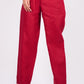 Cherry Red Flat Front Linen Pants