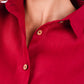 Cherry Red Linen Drooping Shoulder Shirt