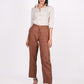 Mocha Brown Flat Front Linen Pants