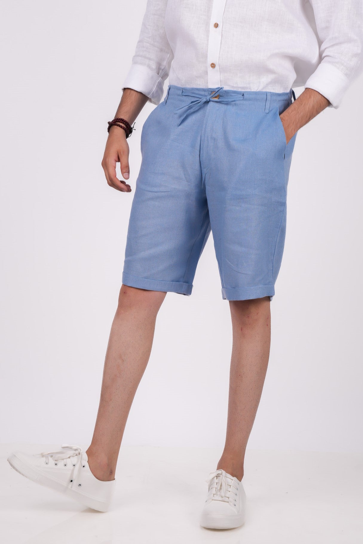 Ocean Blue Linen Shorts