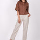 Mocha Brown Linen Drooping Shoulder Shirt