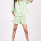 Kiwi Green Linen Co-Ord Set - Includes Pair of Shorts and Half Sleeves Drooping Shoulder Shirt