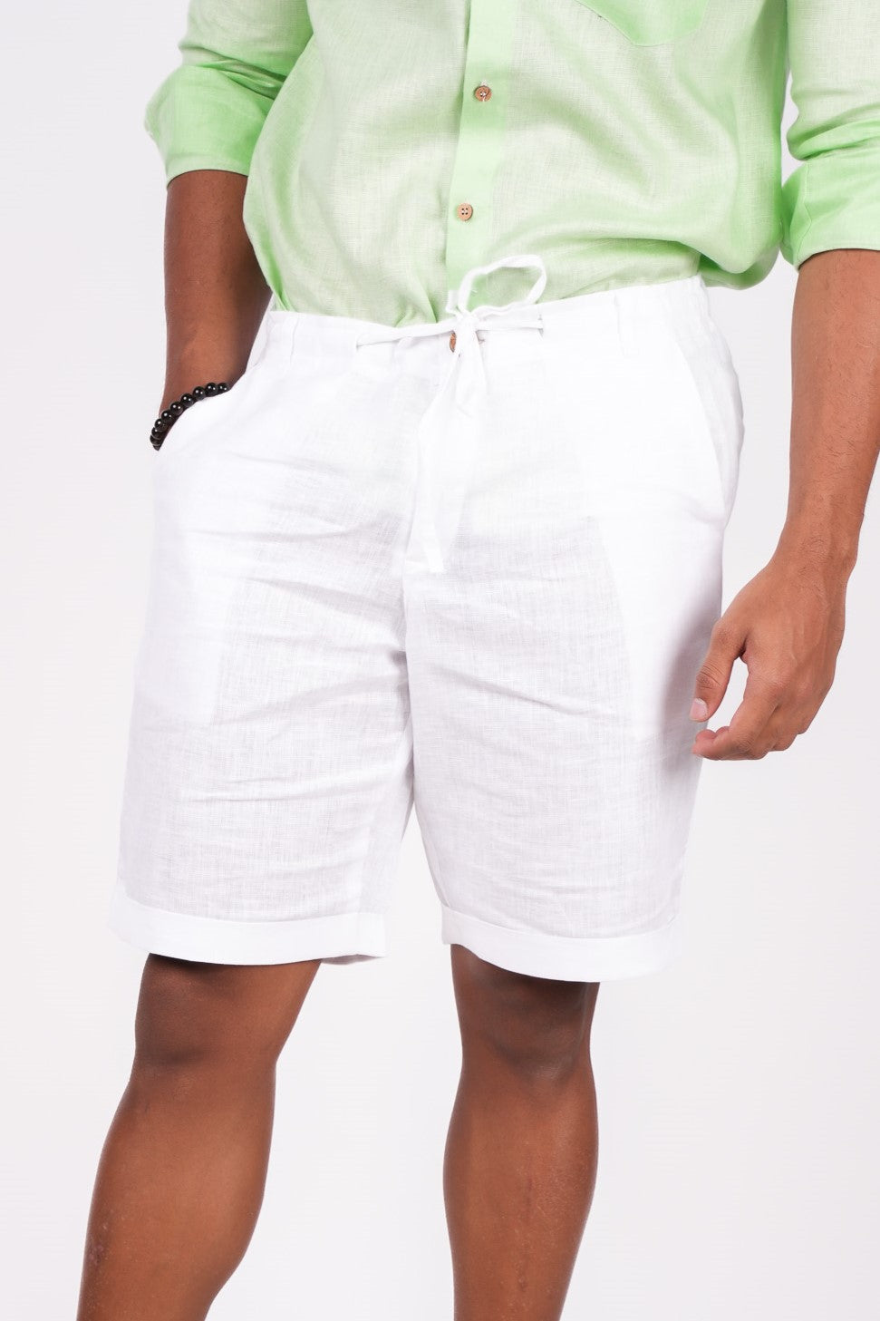 Pearl White Linen Shorts