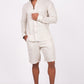 Earthy Natural Co-ord Set- Includes Pair of Shorts and Chinese Collar shirt