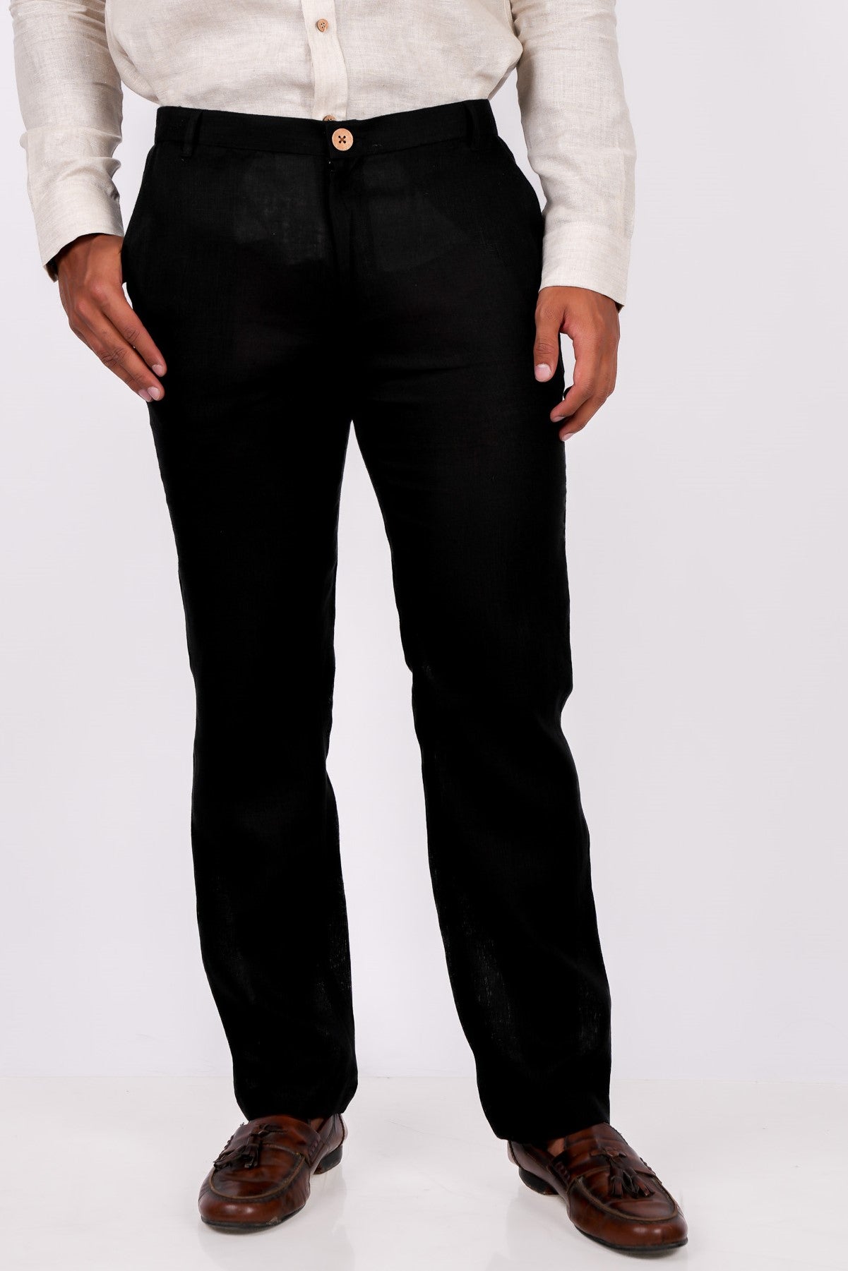 Midnight Black Linen Pants