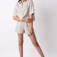 Earthy Natural Linen Co-Ord Set - Includes Pair of Shorts and Half Sleeves Drooping Shoulder Shirt