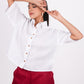 Pearl White Linen Drooping Shoulder Shirt