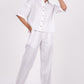 Pearl White Linen Co-Ord Set - Includes Pair of Pants and Half Sleeves Drooping Shoulder Shirt