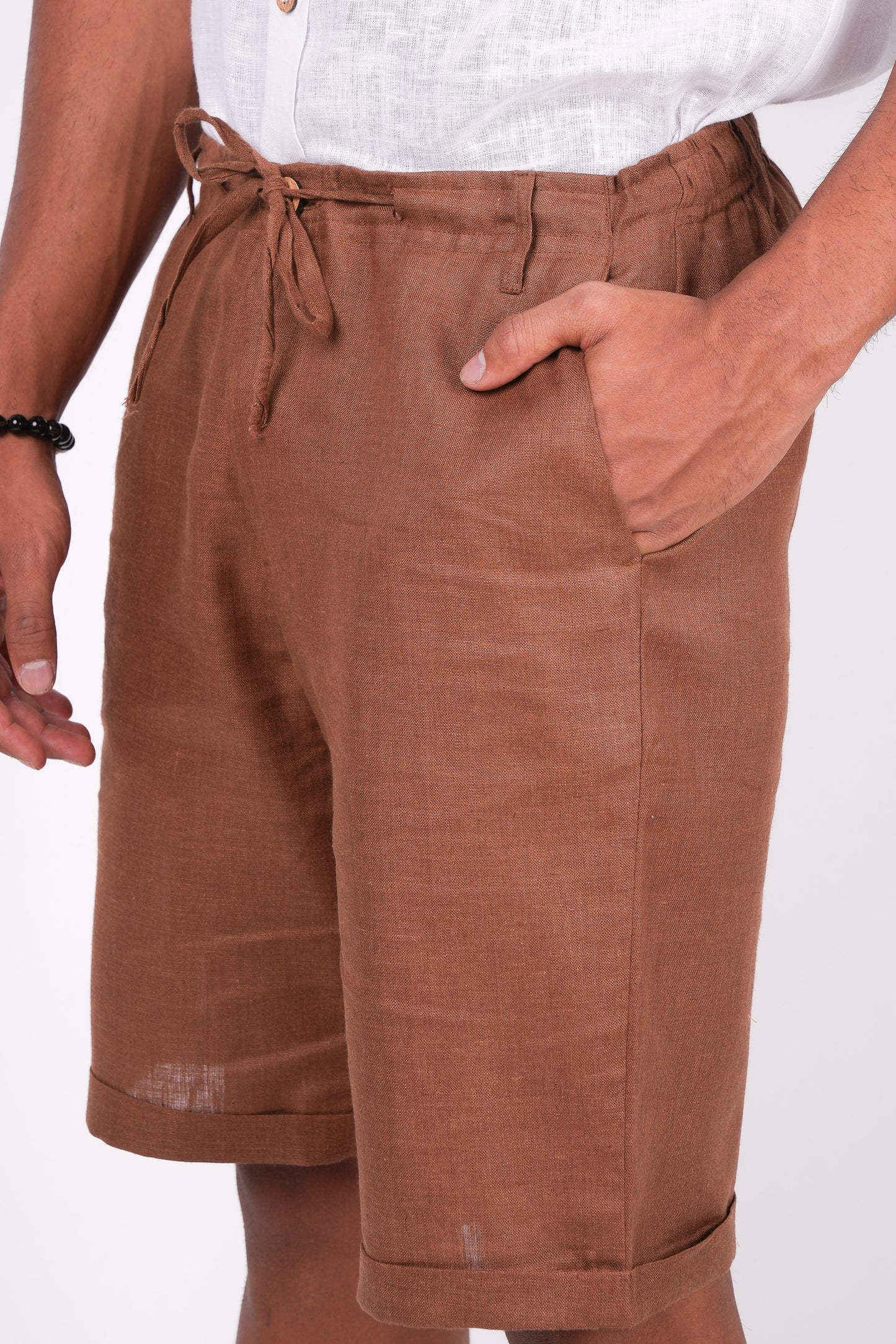 Mocha Brown Linen Shorts