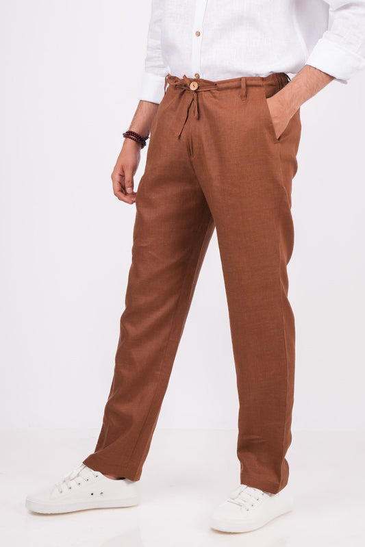 Mocha Brown Linen Pants