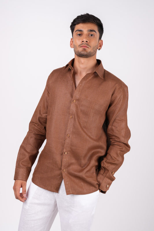 Mocha Brown Regular Collar Shirt