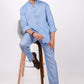 Ocean Blue Co-ord Set- Includes Pair of Pants and Chinese Collar shirt