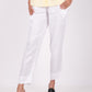 Pearl White Flat Front Linen Pants