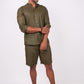 Forest Green Co-ord Set- Includes Pair of Shorts and Chinese Collar shirt