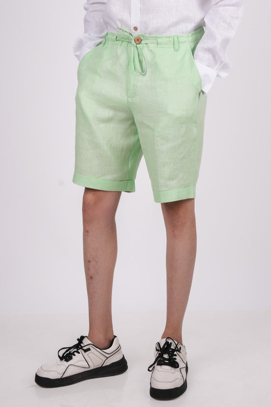 Kiwi Green Linen Shorts