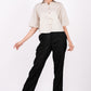 Midnight Black Flat Front Linen Pants