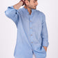 Ocean Blue Chinese Collar Shirt