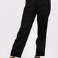 Midnight Black Flat Front Linen Pants