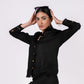 Midnight Black Full Sleeves Spread Collar Linen Shirt