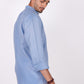 Ocean Blue Chinese Collar Shirt