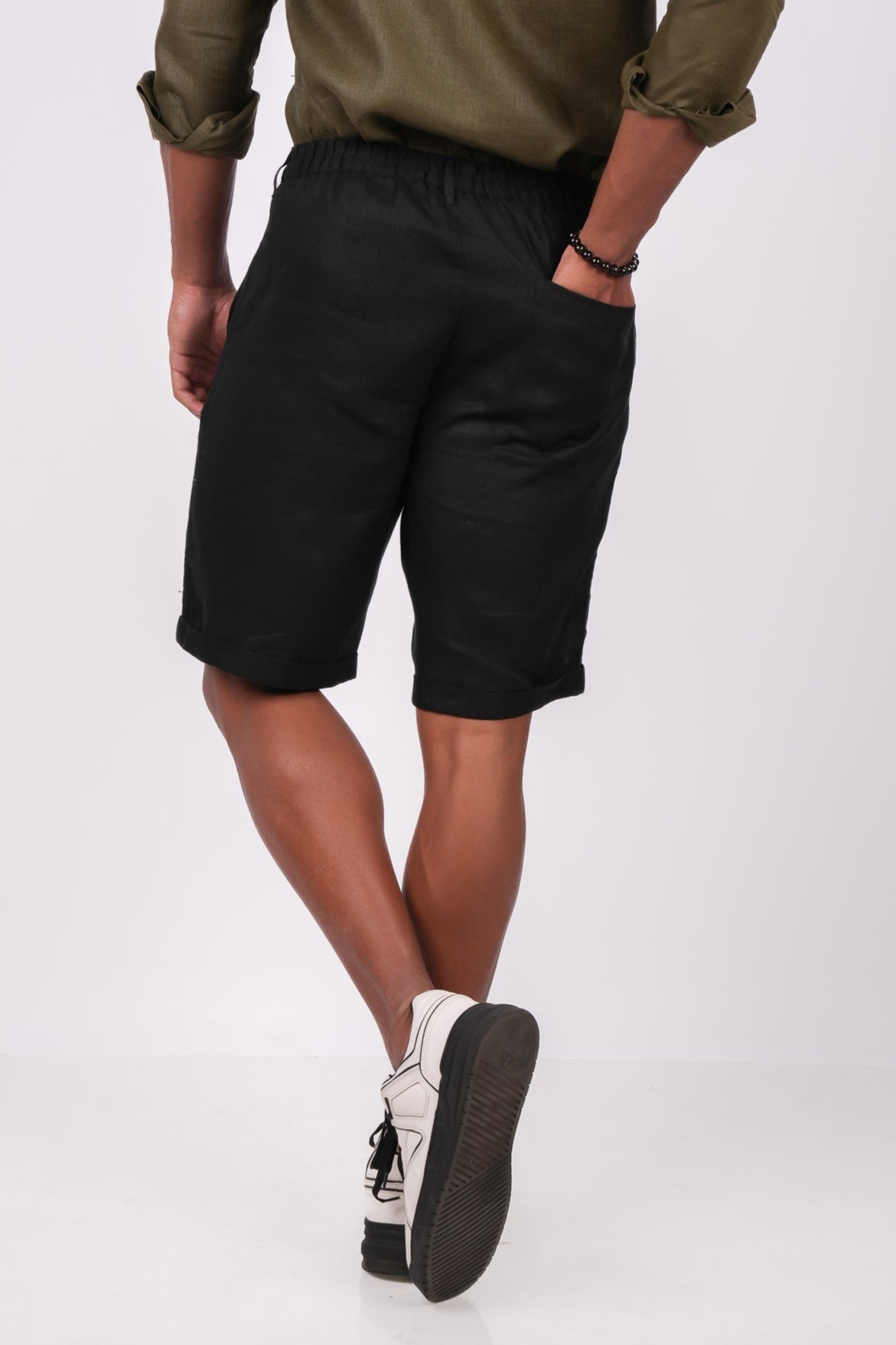 Midnight Black Linen Shorts