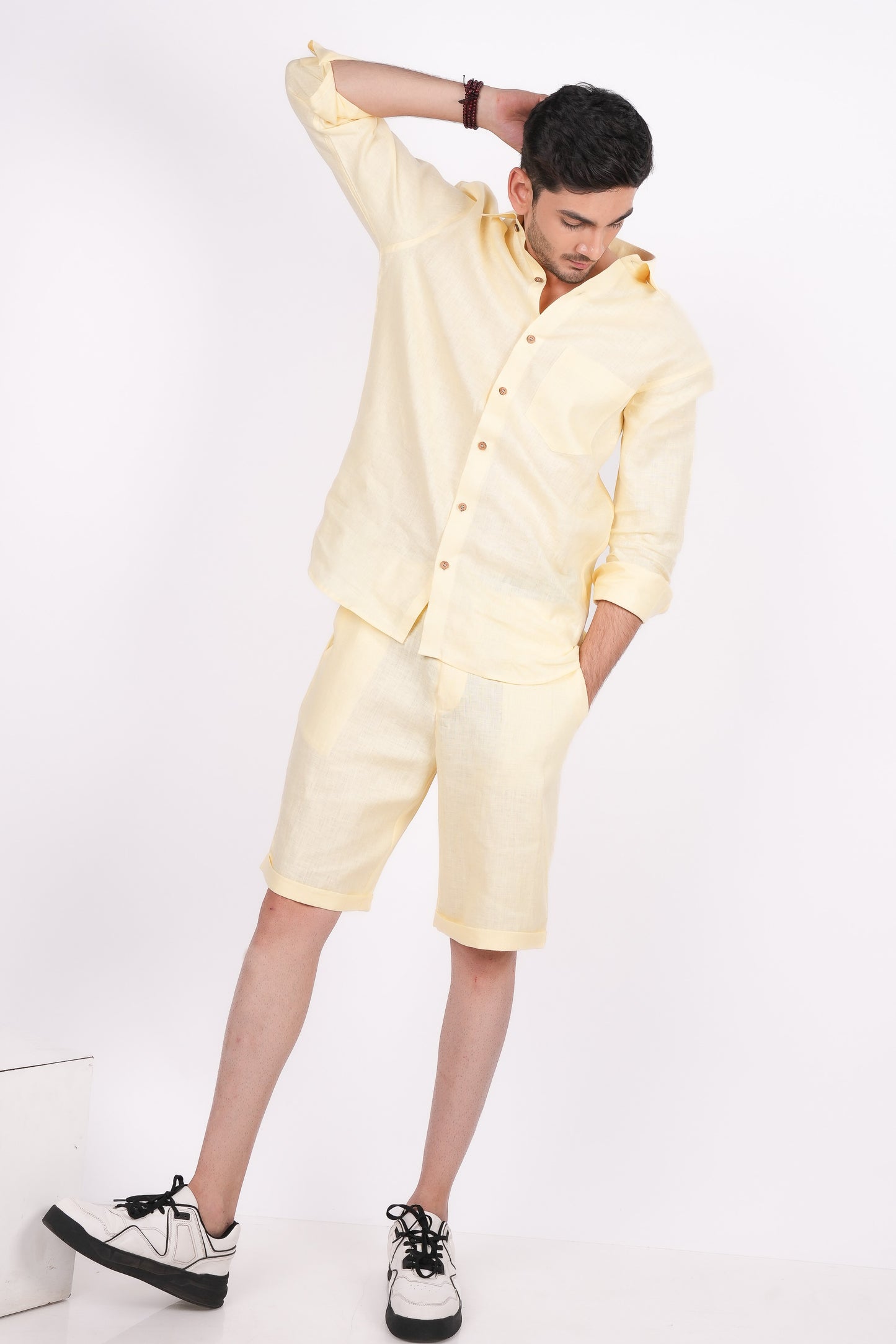 Sunshine Yellow Co-ord Set- Includes Pair of Shorts and Regular Collar shirt