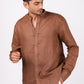 Mocha Brown Chinese Collar Shirt