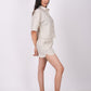 Earthy Natural Linen Co-Ord Set - Includes Pair of Shorts and Half Sleeves Drooping Shoulder Shirt