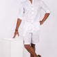 Pearl White Co-ord Set- Includes Pair of Shorts and Chinese Collar shirt