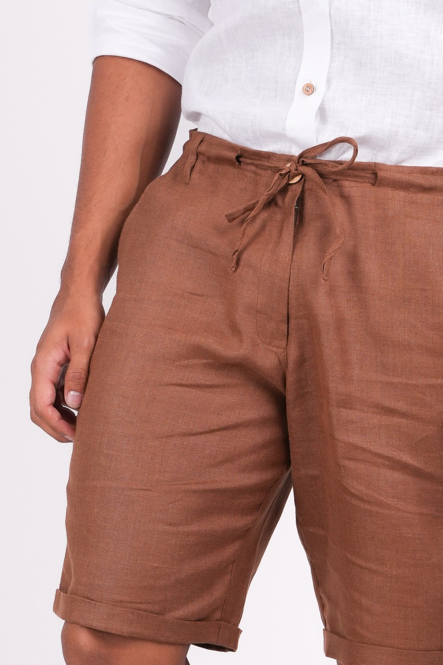 Mocha Brown Linen Shorts