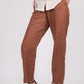 Mocha Brown Flat Front Linen Pants