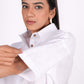 Pearl White Linen Drooping Shoulder Shirt