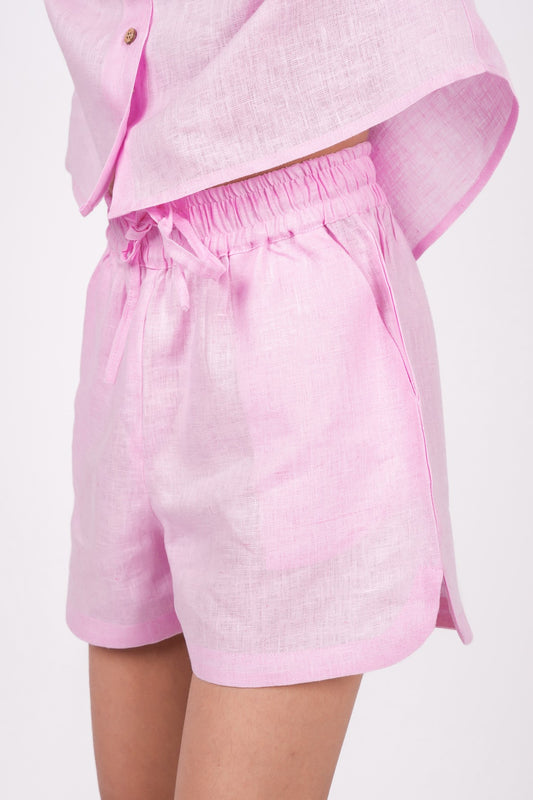 Baby Pink Linen Shorts