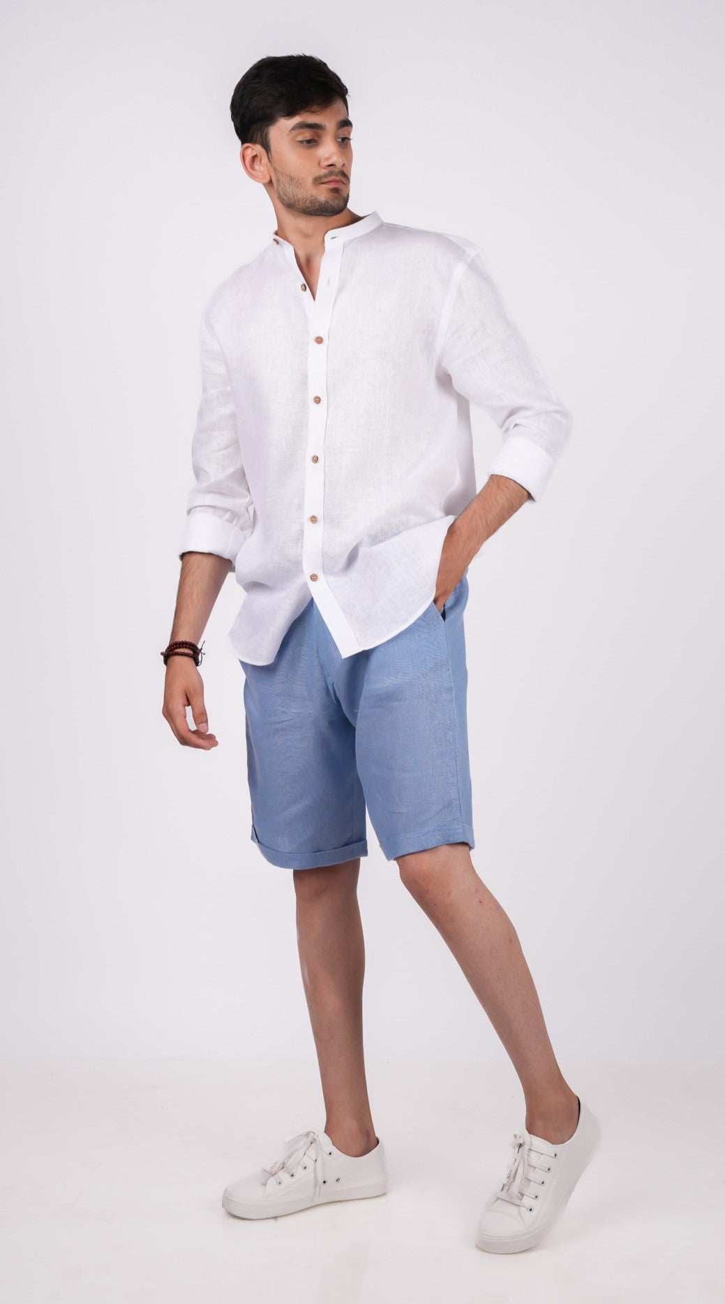 Ocean Blue Linen Shorts