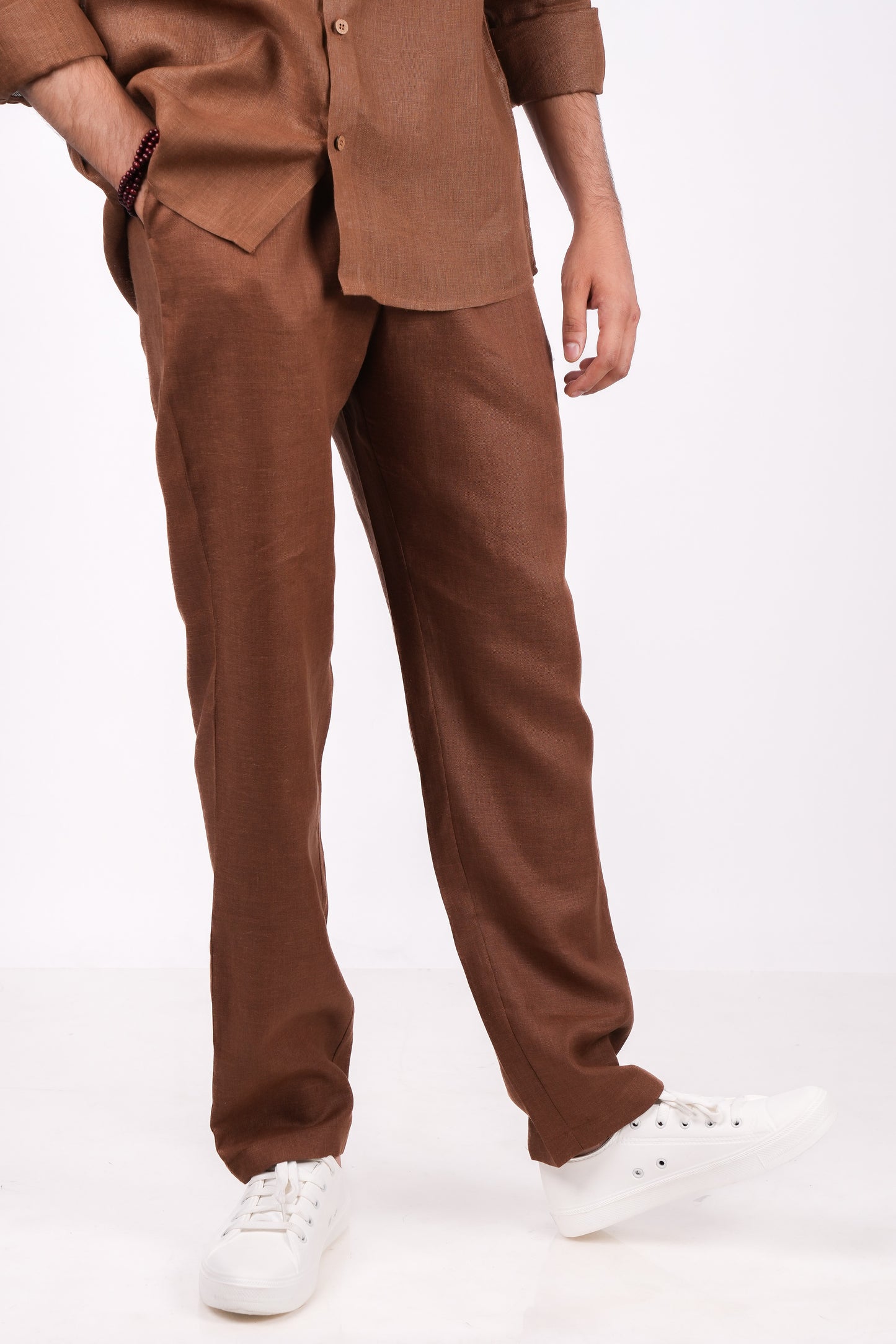 Mocha Brown Co-ord Set- Includes Pair of Pants and Regular Collar shirt