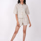 Earthy Natural Linen Co-Ord Set - Includes Pair of Shorts and Half Sleeves Drooping Shoulder Shirt