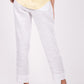 Pearl White Flat Front Linen Pants