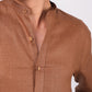 Mocha Brown Chinese Collar Shirt