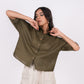 Forest Green Linen Drooping Shoulder Shirt