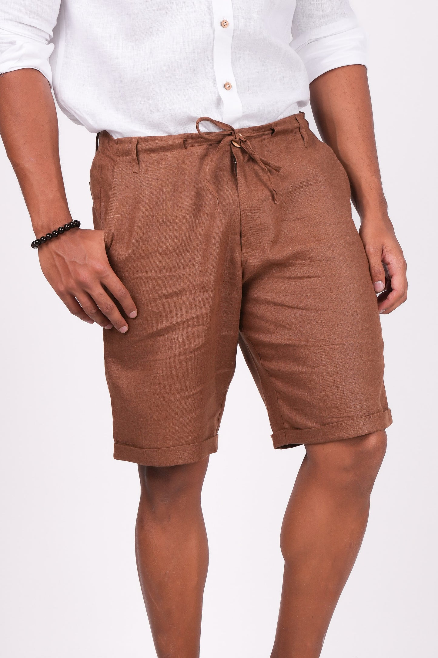 Mocha Brown Linen Shorts