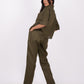 Forest Green Linen Co-Ord Set - Includes Pair of Pants and Half Sleeves Drooping Shoulder Shirt